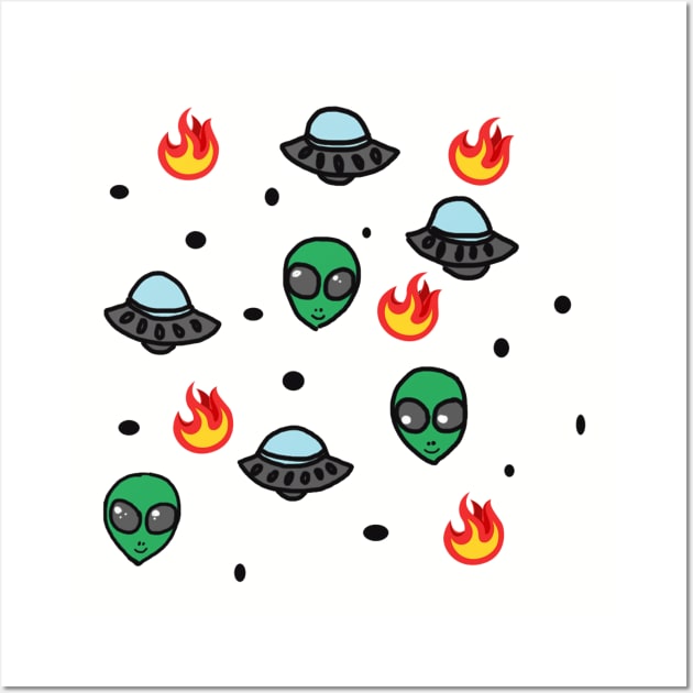 Alien Head Fire Image Wall Art by Hogan